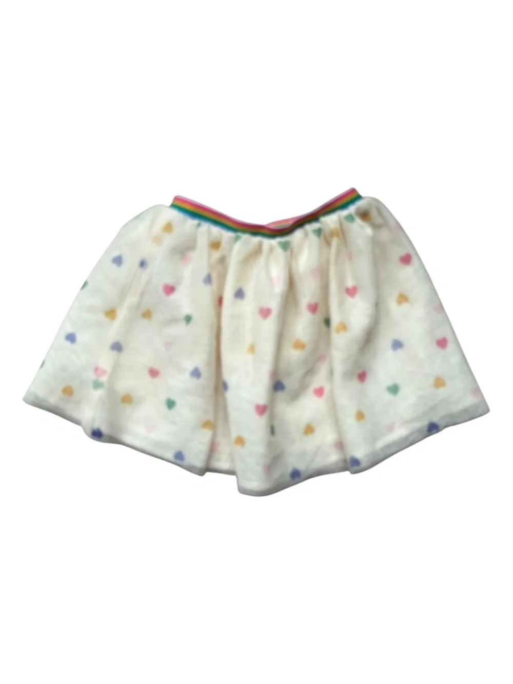 Old Navy Girls 4T Heart Print Tulle Tutu Skirt Rainbow Waistband
